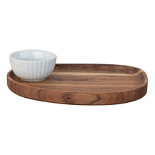 Load image into Gallery viewer, Acacia Wood Tray w/Fluted Bowl