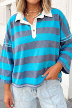 Load image into Gallery viewer, Striped Colorblock Collar Sweatershirt
