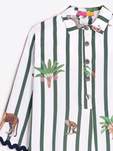 Load image into Gallery viewer, Green Striped Safari Shirt Dress