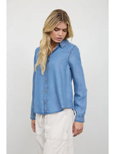 Load image into Gallery viewer, Chambray Collared 3/4 Tab Sleeve Button Down