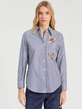Load image into Gallery viewer, Embroidered Cat Button Up