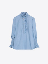 Load image into Gallery viewer, Ruffled Denim Blouse