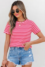 Load image into Gallery viewer, Scalloped Trim Striped Tee