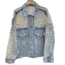 Load image into Gallery viewer, Sheer Lace Denim Jacket