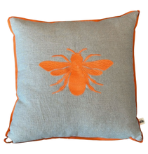 Load image into Gallery viewer, Linen/Orange Queen Bee Pillow