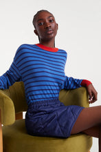 Load image into Gallery viewer, Blue Stripe Jersey Knit Sweater