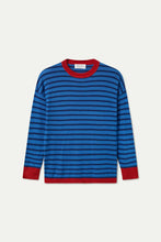 Load image into Gallery viewer, Blue Stripe Jersey Knit Sweater