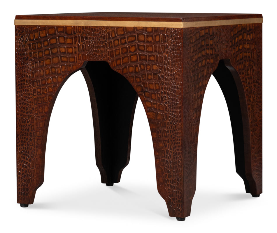 Croco Embossed Leather Stool