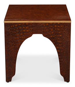 Croco Embossed Leather Stool