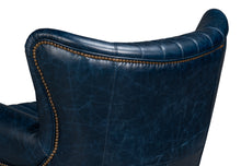 Load image into Gallery viewer, Blue Bugatti Leather Swivel Chair