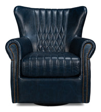 Load image into Gallery viewer, Blue Bugatti Leather Swivel Chair