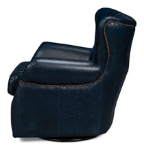 Load image into Gallery viewer, Blue Bugatti Leather Swivel Chair