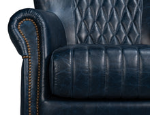 Load image into Gallery viewer, Blue Bugatti Leather Swivel Chair