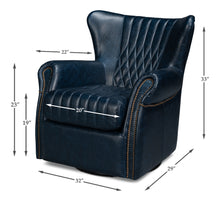 Load image into Gallery viewer, Blue Bugatti Leather Swivel Chair