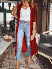 Load image into Gallery viewer, Loose-Fit Velvet Stretch Long Coat (+)