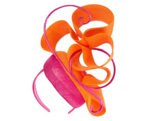 Load image into Gallery viewer, Orange + Fuchsia Fillies Fascinator