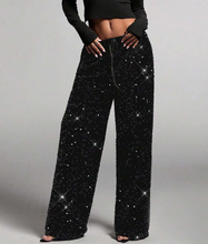 Load image into Gallery viewer, Velvet &amp; Sequin Drawstring Pants (+)