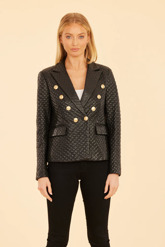 Quilted Vegan Leather Blazer