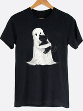 Load image into Gallery viewer, Ghost Hugging Black Cat Tee Shirt