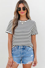 Load image into Gallery viewer, Scalloped Trim Striped Tee (+)