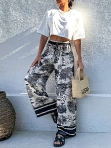 Bohemian Garden Ecru Tie Pants