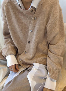 Diagonally Buttoned Cardigan
