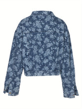Load image into Gallery viewer, Floral Cropped Denim Jacket