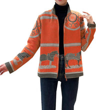 Load image into Gallery viewer, Orange Gallop Zipper Sweater