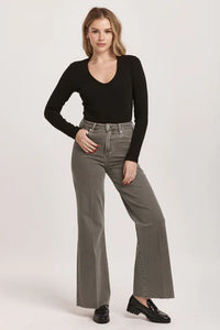 Fiona Wide Leg Jeans - Graphite