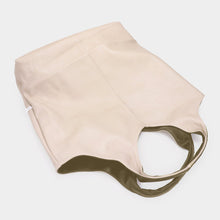 Load image into Gallery viewer, Reversible Faux Leather Tote + Pouch