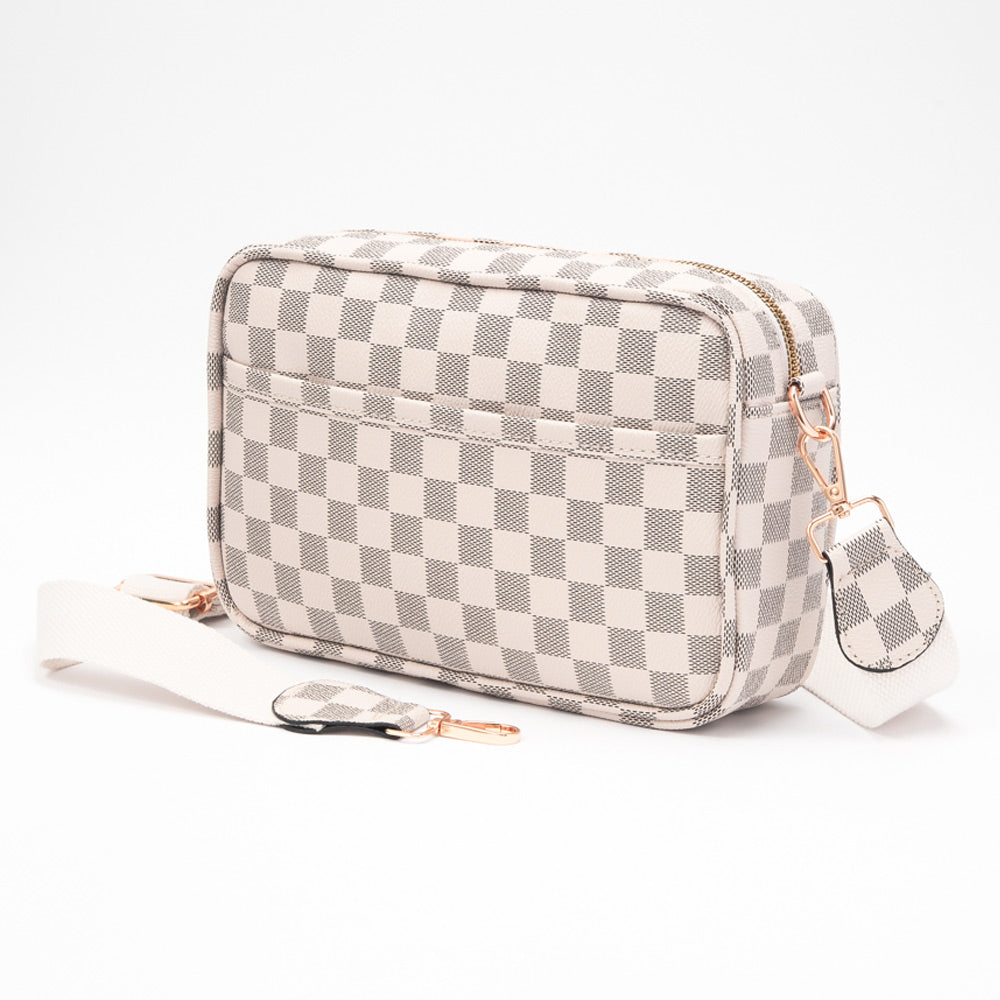 Vegan Leather Checkered Crossbody (+)