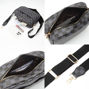 Vegan Leather Checkered Crossbody (+)