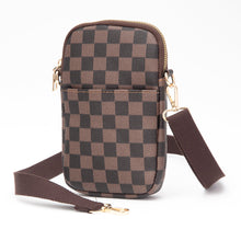 Load image into Gallery viewer, Brown Vegan Leather Checkered Mini Crossbody