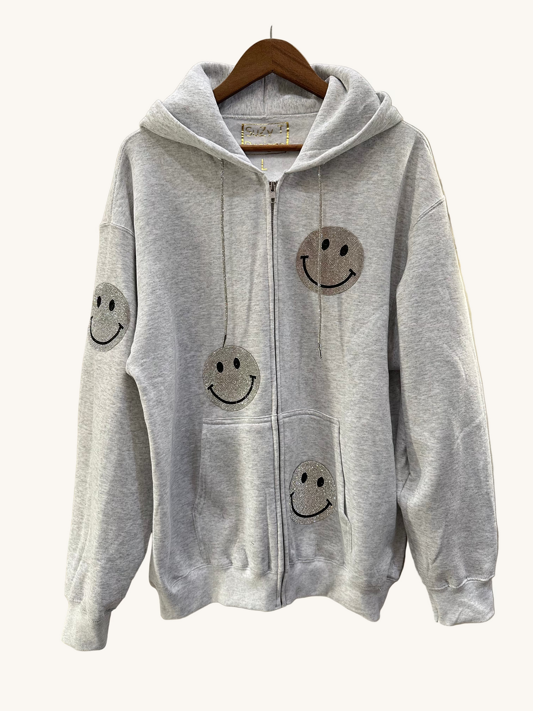 Rhinestone Smiley Hoodie