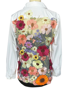 White Embroidered Flower Blouse