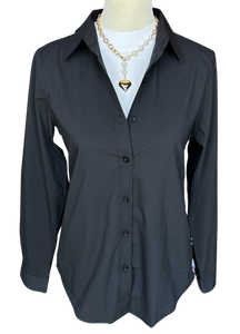 Black Embroidered Flower Blouse