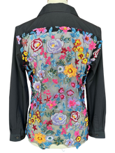 Load image into Gallery viewer, Black Embroidered Flower Blouse