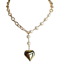 Load image into Gallery viewer, Heart + Pearls Necklace