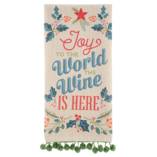 Wine is Here Holiday Tea Towel