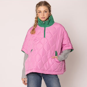 Quilted Puffer Poncho - ONE SIZE