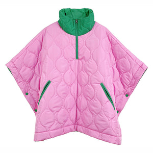Quilted Puffer Poncho - ONE SIZE