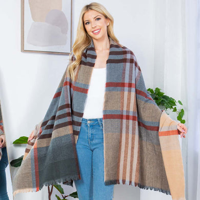 Plaid Poncho Scarf