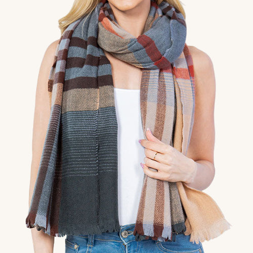 Plaid Poncho Scarf
