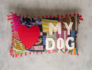 I ♥ My Dog Kantha Pillow