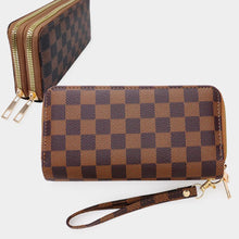 Load image into Gallery viewer, Vegan Leather Checkered Long Wallet (+)