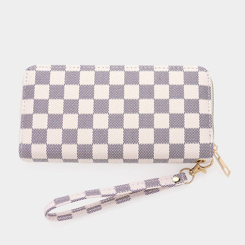 Vegan Leather Checkered Long Wallet (+)