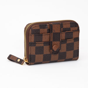 Vegan Leather Checkered Card Wallet