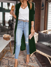 Load image into Gallery viewer, Loose-Fit Velvet Stretch Long Coat (+)