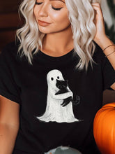 Load image into Gallery viewer, Ghost Hugging Black Cat Tee Shirt
