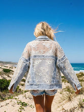 Load image into Gallery viewer, Sheer Lace Denim Jacket